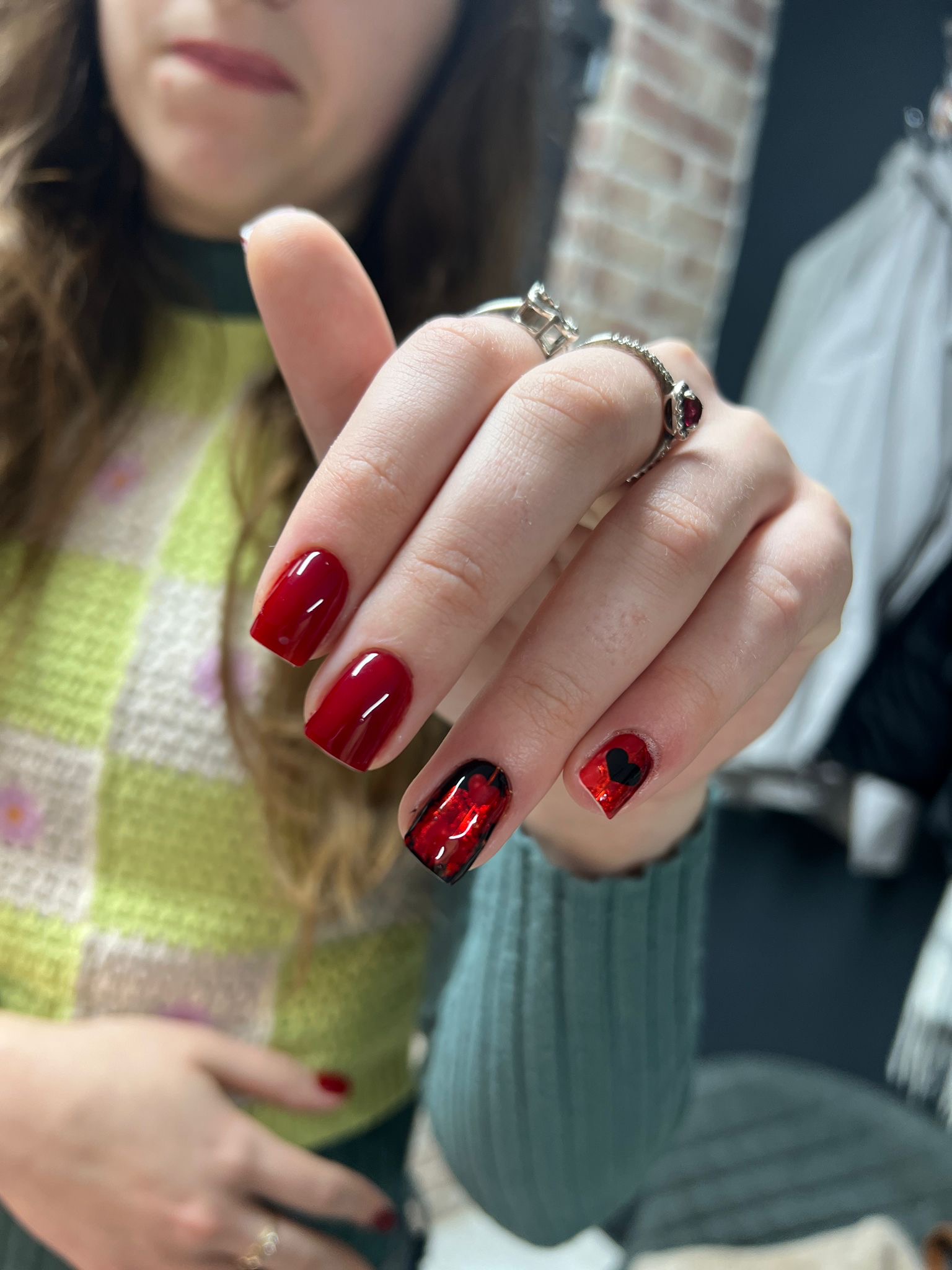 Red statement nail art