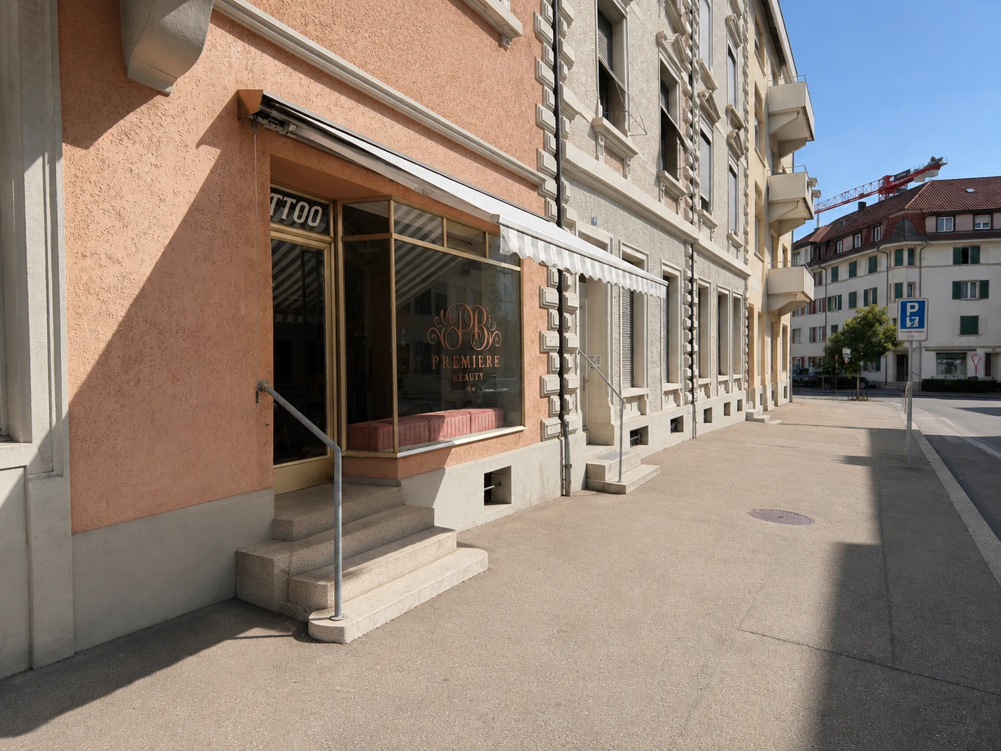 Premiere Beauty studio exterior from the right
