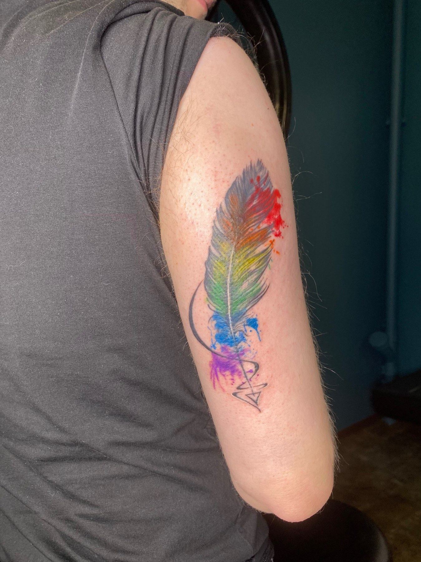 Colour feather tattoo