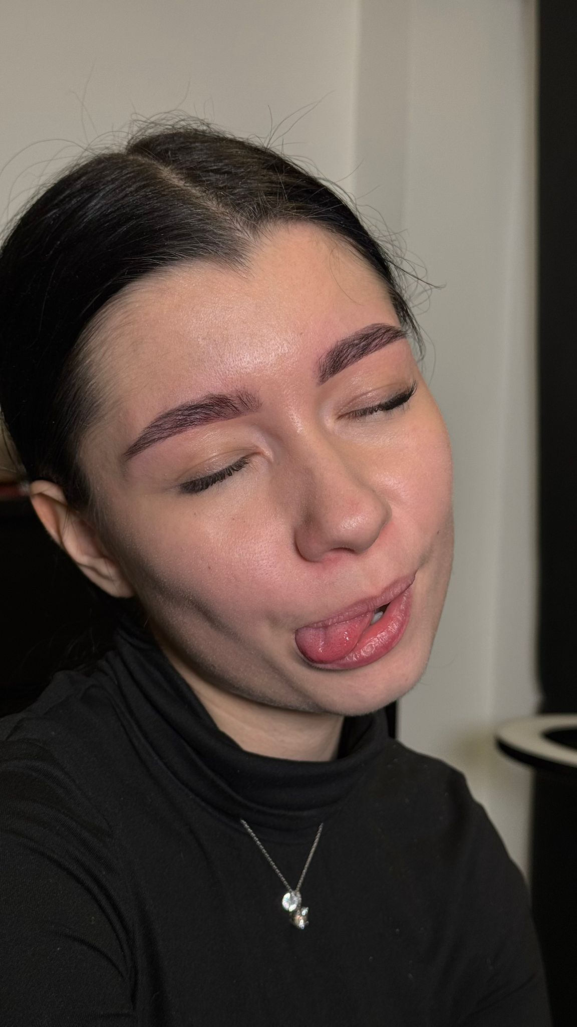 Playful client portrait after brow styling