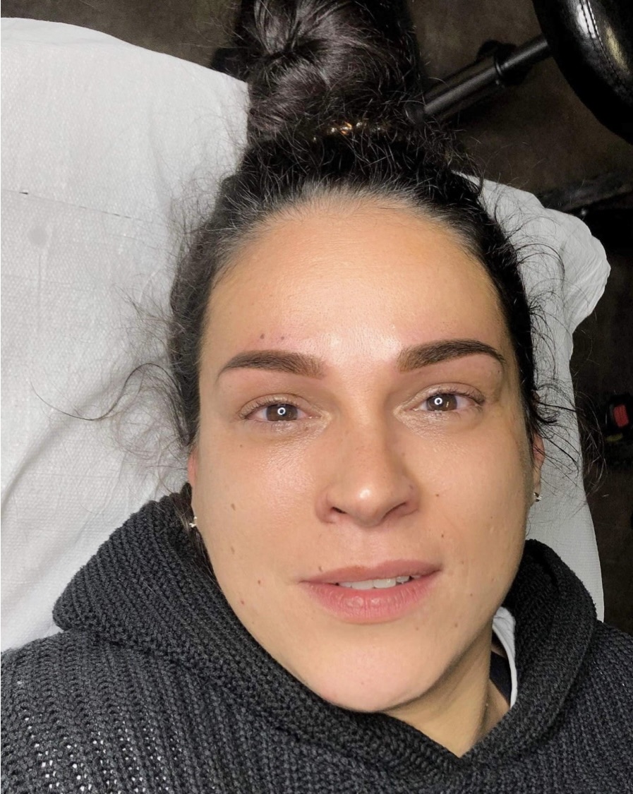 Client resting after a brow treatment